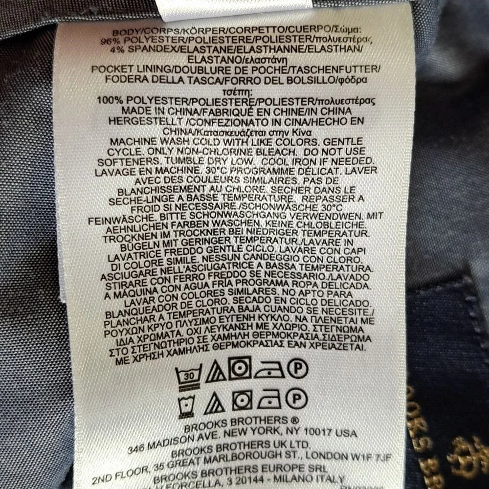 Brooks Brothers Mens Advantage Performance Shorts Flat Front Zipper Size 34 NWOT